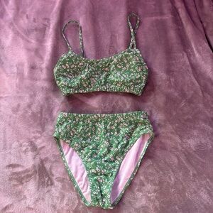 Floral Green Bikini Set, Size XS